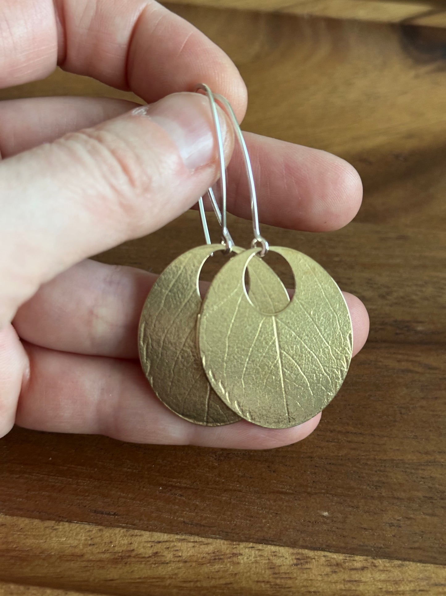 Leaf Print - Brass Earring