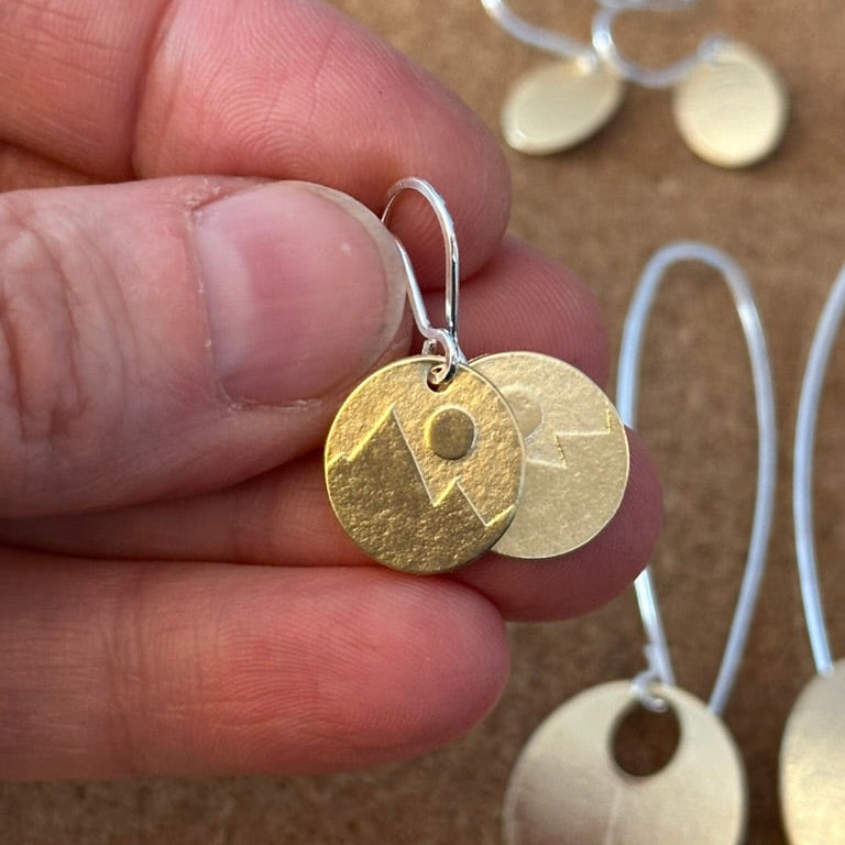 Moon Mountain - Brass Earring