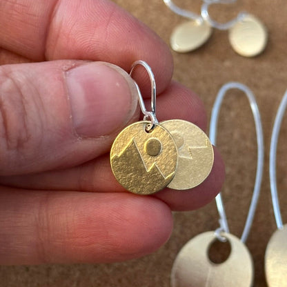 Moon Mountain - Brass Earring