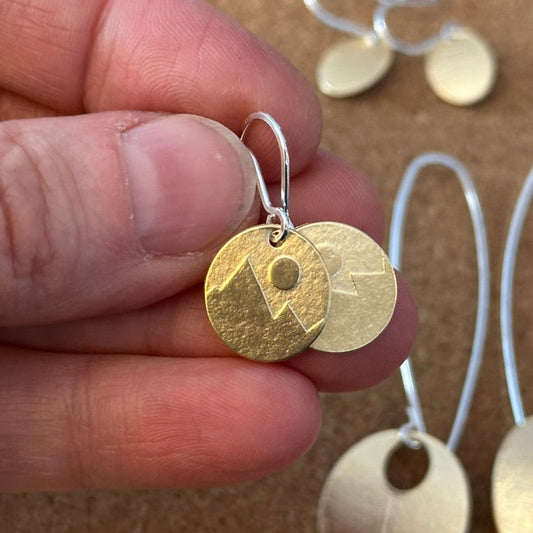 Moon Mountain - Brass Earring